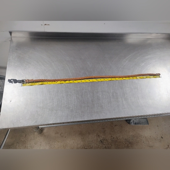 Elegant Tan Braided Leather Mini Belt - Picture 3 of 6